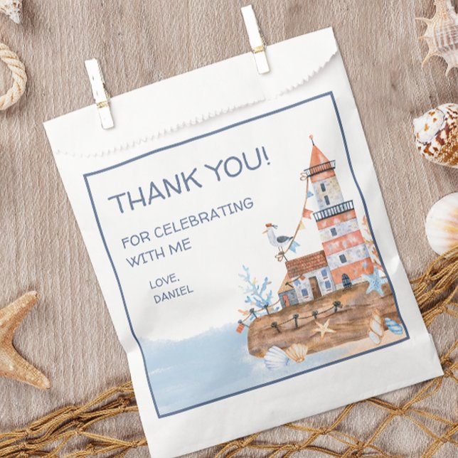 Nautical Lighthouse Favour Bag (Personalized nautical themed party favor bags)