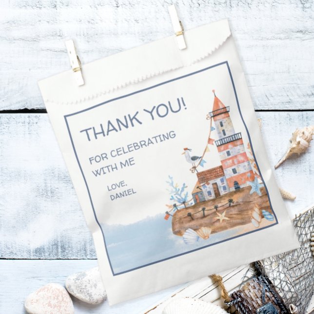 Nautical Lighthouse Favour Bag (Personalized nautical themed party favor bags)