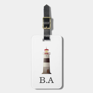 Nautical Lighthouse Luggage Tag w/ leather strap