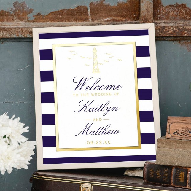 Nautical Lighthouse Real Foil Wedding Welcome Sign (Creator Uploaded)