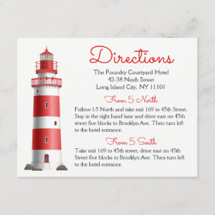 Nautical Lighthouse Red Wedding Directions Summer Enclosure Card