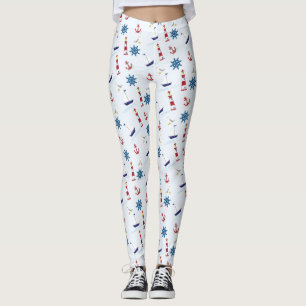 Nautical Lighthouse Sailboat Marine Leggings Pants
