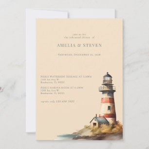 Nautical, Lighthouse   Seaside   Rehearsal Dinner  Invitation