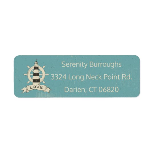 Nautical Lighthouse & Ship Anchor Blue Teal Return Address Label