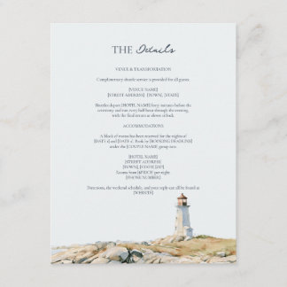 Nautical Lighthouse Shore Serif Wedding Details  Enclosure Card