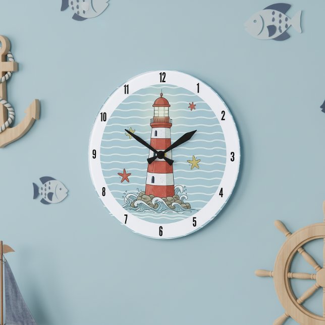 Nautical Lighthouse & Starfish ID1249 Large Clock (Creator Uploaded)