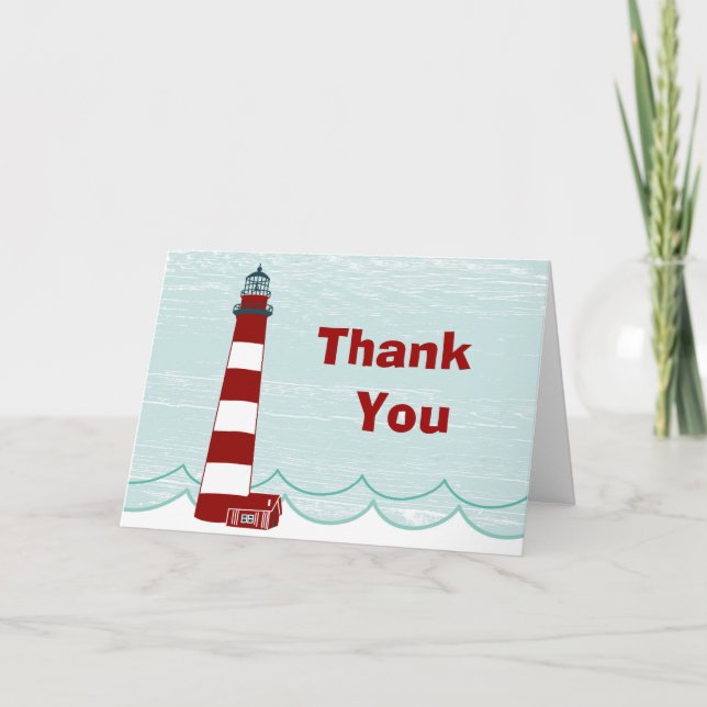 Nautical Lighthouse Thank You Card (Front)