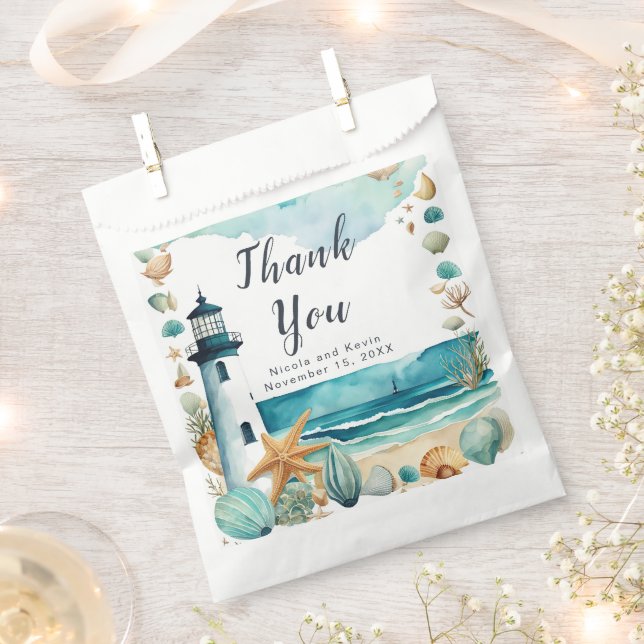 Nautical Lighthouse Wedding  Favour Bag (Clipped)