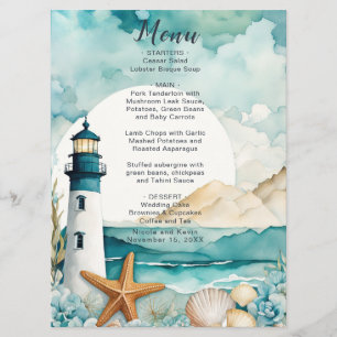 Nautical Lighthouse Wedding Menu
