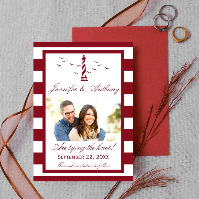 Nautical Lighthouse Wedding Photo Save The Date (Creator Uploaded)