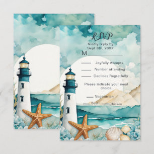 Nautical Lighthouse Wedding RSVP Card