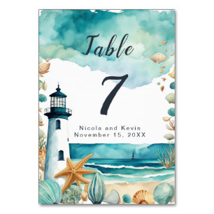 Nautical Lighthouse Wedding  Table Number