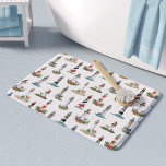 Nautical Ligthhouse Coastal Christmas Bath Mat<br><div class="desc">This coastal themed Christmas bath mat features a beautiful nautical pattern with a variety of lighthouses decorated for the holidays,  on a white background. Please check out the collection for matching products. If you would like more matching products or other colorways,  please contact me through Zazzle Chat.</div>