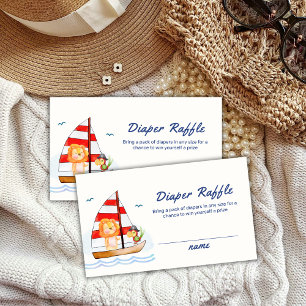 Nautical Lion Sailboat Diaper Raffle Baby Shower  Enclosure Card