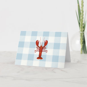 Nautical Lobster Blue Gingham Pattern Card