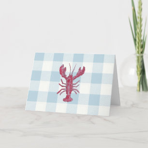 Nautical Lobster Blue Gingham Pattern Card