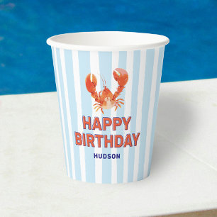 Nautical Lobster Kids Happy Birthday Paper Cups