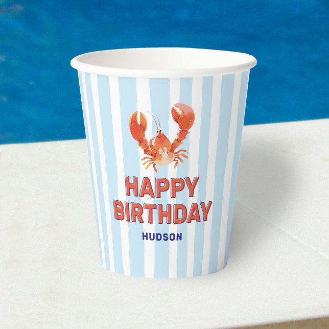 Nautical Lobster Kids Happy Birthday Paper Cups (Creator Uploaded)