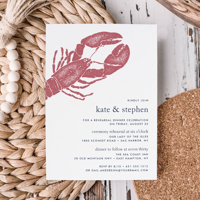 Nautical Lobster Wedding Ceremony Rehearsal Dinner Invitation (Creator Uploaded)