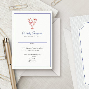 Nautical Lobster Wedding RSVP Card