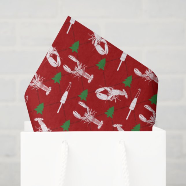 Nautical Lobsters and Buoys Christmas Pattern Tissue Paper (Gift Bag)