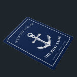 Nautical Long Style Entryway Doormat<br><div class="desc">A long style doormat featuring a nautical anchor and the custom name of the boat owner and boat.</div>