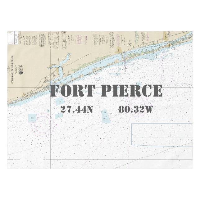 Nautical Longitude Latitude Fort Pierce FL Tablecloth (Front (Horizontal))
