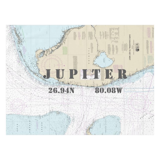 Nautical Longitude Latitude Jupiter FL Tablecloth (Front (Horizontal))