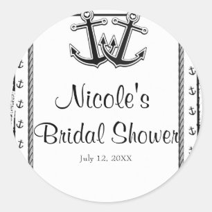 Nautical Love Anchors Beach Wedding Bridal Shower Classic Round Sticker