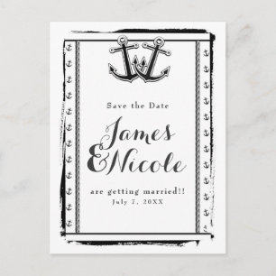Nautical Love Anchors Beach Wedding Save the Date Announcement Postcard