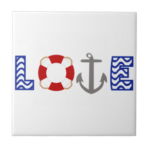 Nautical Love Ceramic Tile