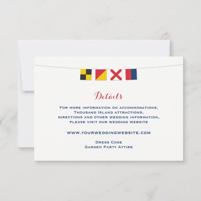 Nautical LOVE Flags Wedding Details Invitation (Front)