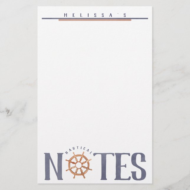 Nautical LOVE Personalised Watercolor Typography Stationery (Front)