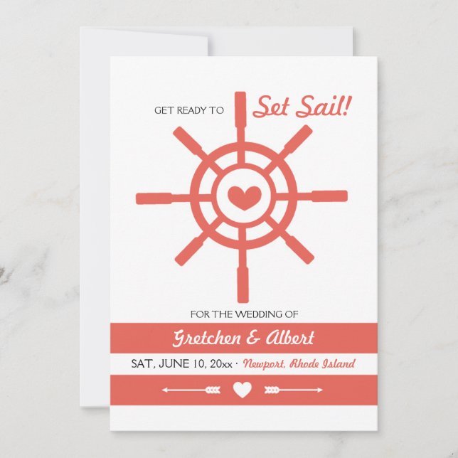 Nautical Love Save The Date Announcement (Front)