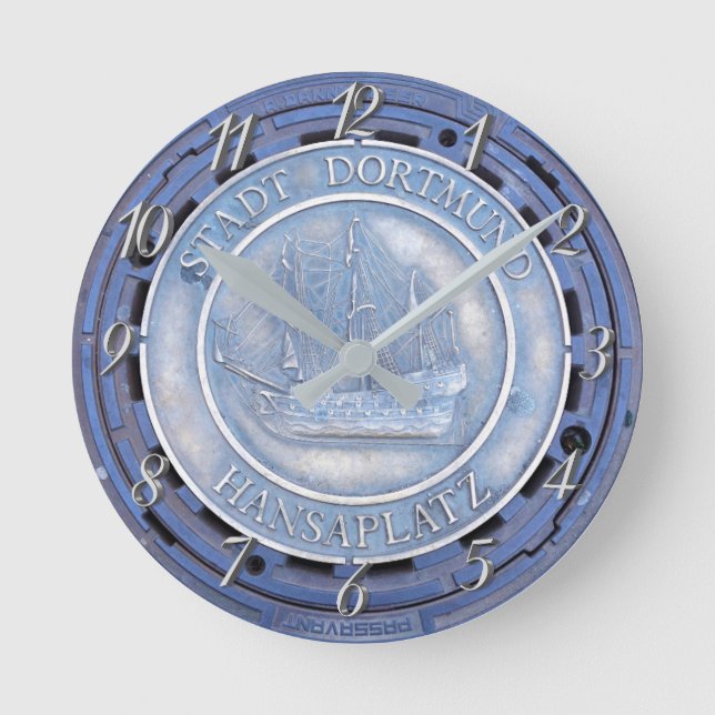 Nautical manhole cover german ship round clock (Front)