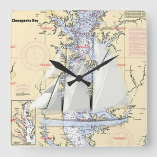 Nautical Map chesapeake Bay clock