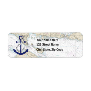 Nautical Map Decor Return Address Label