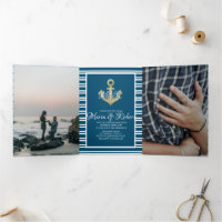 Nautical Marine Foil Anchor Stripes