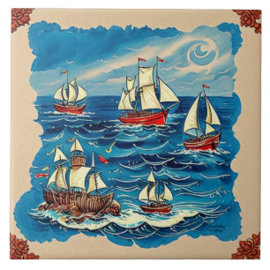 Nautical Marine Life traditional ceramic art no 2 Tile