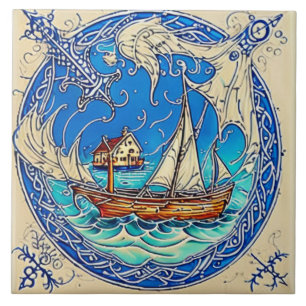 Nautical Marine Life traditional ceramic art no 6 Tile