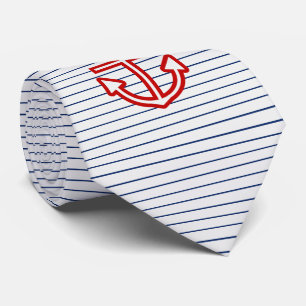 Nautical Marine Navy White Anchor Design Tie