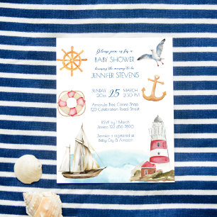 Nautical marine sailing boy budget baby shower