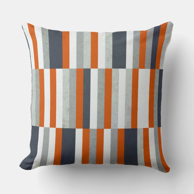 Nautical Maritime Design, Stripes Orange, Blue Cushion (Front)