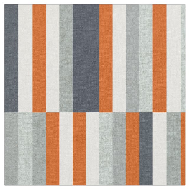 Nautical Maritime Design, Stripes Orange, Blue Fabric (Close Up)