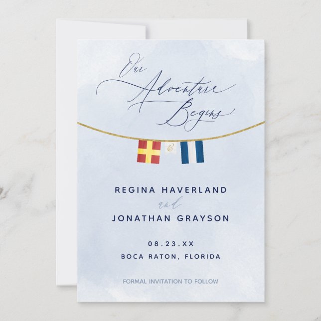 Nautical Maritime Flag Monogram Wedding Save The D Date (Front)