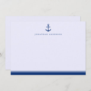 Nautical Maritime Navy Blue Anchor Correspondence  Card