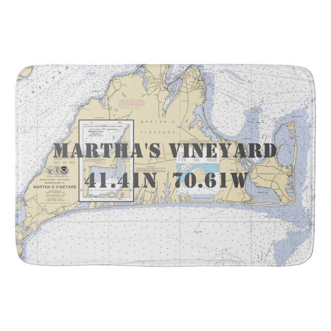 Nautical Martha's Vineyard Chart Bath Mat (Front)