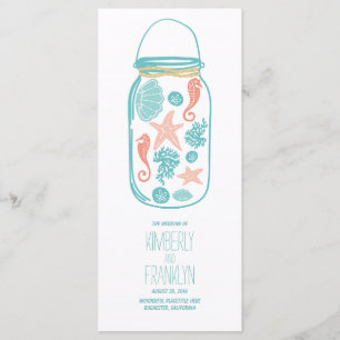 Nautical Mason Jar White Seaside Wedding Programs