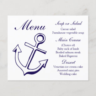 Nautical Menu Ship Anchor Navy Blue Wedding