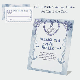 Nautical Message In A Bottle Bridal Shower Advice Pedestal Sign